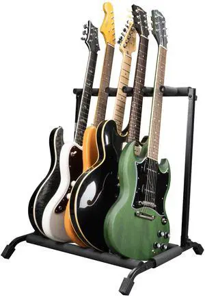Rok-It Folding 5 Guitar Rack Stand (RI-GTR-RACK5) | Fits up to 5 Acoustic, Electric, or Bass Guitars with padded supports and a folding rack that travels and stores easily Rok-It Folding 5 Guitar Rack Stand (RI-GTR-RACK5) | Fits up to 5 Acoustic, Electric, or Bass Guitars with padded supports and a folding rack that travels and stores easily