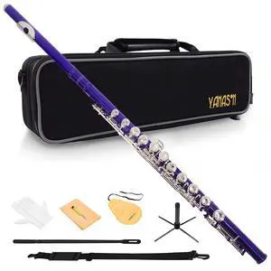 Purple C Flute Closed Hole 16 Keys Flute Nickel-Plated for Beginner, Student and Professionals with Carrying case, Metal stand, Gloves, Tuning Rod, Cleaning kit(Purple) Purple C Flute Closed Hole 16 Keys Flute Nickel-Plated for Beginner, Student and Professionals with Carrying case, Metal stand, Gloves, Tuning Rod, Cleaning kit(Purple)