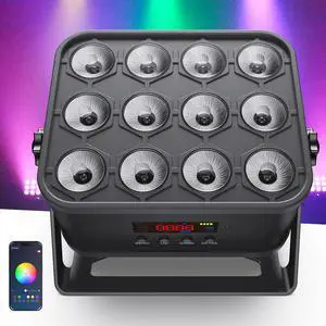 12x16W Wireless Par Light, Rechargeable RGBWA+UV Stage Lights | APP DIY Color, 8Hr Battery Powered, Remote/Sound Activated/DMX512 Control, Multi Modes Uplights for Events, DJ Shows, Parties 12x16W Wireless Par Light, Rechargeable RGBWA+UV Stage Lights | APP DIY Color, 8Hr Battery Powered, Remote/Sound Activated/DMX512 Control, Multi Modes Uplights for Events, DJ Shows, Parties