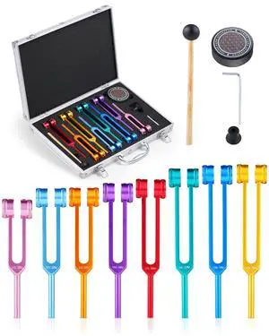 8 PCS Tuning Forks for Healing Set, Weighted Rainbow Color Chakra Frequencies (126Hz-272Hz) with Aluminum Box & Activator - Sound Therapy Kit for Meditation, Yoga, Stress Relief 8 PCS Tuning Forks for Healing Set, Weighted Rainbow Color Chakra Frequencies (126Hz-272Hz) with Aluminum Box & Activator - Sound Therapy Kit for Meditation, Yoga, Stress Relief