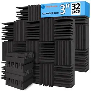 Thick Acoustic Foam Panels, 12 X 12 X 3 Inch 32 Pcs Broadband Sound Absorbing Foam, Dense Soundproof Padding Tile, Recording Studio Foam Absorber, Groove Decorative 3D Wall Ceiling Panel Thick Acoustic Foam Panels, 12 X 12 X 3 Inch 32 Pcs Broadband Sound Absorbing Foam, Dense Soundproof Padding Tile, Recording Studio Foam Absorber, Groove Decorative 3D Wall Ceiling Panel