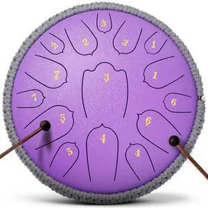 Steel Tongue Drum, Rain Drum,Zen Drum,12 Inch 15 Notes D Major Percussion Instrument with Soft Bag, Mallets & Music Book, Zen Garden Decor for Meditation, Yoga & Sound Healing (Purple) Steel Tongue Drum, Rain Drum,Zen Drum,12 Inch 15 Notes D Major Percussion Instrument with Soft Bag, Mallets & Music Book, Zen Garden Decor for Meditation, Yoga & Sound Healing (Purple)