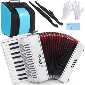 Accordion, 22 Keys 8 Bass Piano Accordion Acordeones Para Adultos, Acordeón De Adulto Azul for Beginners Adults, Educational Musical Instrument Sweet Sound with Straps and Padded Bag (White) Accordion, 22 Keys 8 Bass Piano Accordion Acordeones Para Adultos, Acordeón De Adulto Azul for Beginners Adults, Educational Musical Instrument Sweet Sound with Straps and Padded Bag (White)