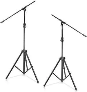 Adjustable Tripod Microphone Boom Stand - Pair of Universal Heavy Duty Lightweight Professional Compact Stage Studio Floor Standing Boom Mic Tripod Holder w/ Standard 5/8" Mic Adapter - PMKS56X2 Adjustable Tripod Microphone Boom Stand - Pair of Universal Heavy Duty Lightweight Professional Compact Stage Studio Floor Standing Boom Mic Tripod Holder w/ Standard 5/8" Mic Adapter - PMKS56X2