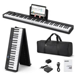 Portable 88 Keys Electric Piano Keyboard, Foldable Digital Piano with Full Size Semi-Weighted Velocity Keys, Wood Grain, Learning Mode, LCD Screen, Bluetooth USB Midi, for Beginners Home Travel Portable 88 Keys Electric Piano Keyboard, Foldable Digital Piano with Full Size Semi-Weighted Velocity Keys, Wood Grain, Learning Mode, LCD Screen, Bluetooth USB Midi, for Beginners Home Travel