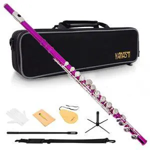 Pink C Flute Closed Hole 16 Keys Flute Nickel-Plated for Beginner, Student and Professionals with Carrying case, Metal stand, Gloves, Tuning Rod, Cleaning kit(Pink) Pink C Flute Closed Hole 16 Keys Flute Nickel-Plated for Beginner, Student and Professionals with Carrying case, Metal stand, Gloves, Tuning Rod, Cleaning kit(Pink)