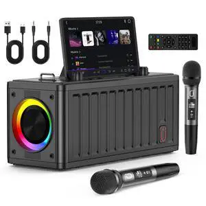 Karaoke Machine for Adults with 2 Wireless MicrophonesPortable Bluetooth Speaker, PA System with LED Lights for Home Party, Birthday Gifts, Supports REC/FM/AUX/USB/TF Live Broadcast Karaoke Machine for Adults with 2 Wireless MicrophonesPortable Bluetooth Speaker, PA System with LED Lights for Home Party, Birthday Gifts, Supports REC/FM/AUX/USB/TF Live Broadcast