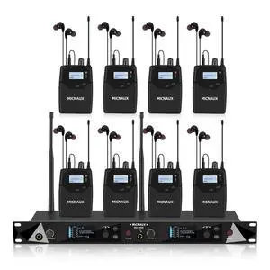 Wireless in Ear Monitor System, 2 Channel UHF Pro Mono IEM System for Singer Musicians, 2x40 Frequencies, 330ft Range, Rack Mount Transmitter and Bodypacks Receiver for Band, Studio (8 Pack) Wireless in Ear Monitor System, 2 Channel UHF Pro Mono IEM System for Singer Musicians, 2x40 Frequencies, 330ft Range, Rack Mount Transmitter and Bodypacks Receiver for Band, Studio (8 Pack)