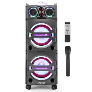 Portable Bluetooth PA Speaker System - 2000W Active Powered Outdoor Bluetooth Speaker Portable PA System w/Microphone in, Party Lights, USB SD Card Reader, AUX/RCA/FM Radio, Wheels - PSUFM1043BT Portable Bluetooth PA Speaker System - 2000W Active Powered Outdoor Bluetooth Speaker Portable PA System w/Microphone in, Party Lights, USB SD Card Reader, AUX/RCA/FM Radio, Wheels - PSUFM1043BT
