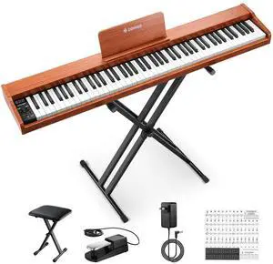 Piano Keyboard 88 Keys, Beginner Digital Piano with 88 Key Velocity-Sensitive Keyboard with X-Style Piano Bench Piano Keyboard 88 Keys, Beginner Digital Piano with 88 Key Velocity-Sensitive Keyboard with X-Style Piano Bench