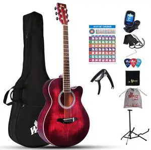 40 Inches Acoustic Steel-string Guitar Beginner for Adults Students, Elegant Unique Color Design (Red) 40 Inches Acoustic Steel-string Guitar Beginner for Adults Students, Elegant Unique Color Design (Red)
