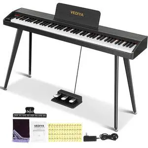 88 Key Digital Piano Keyboard, Semi-Weighted Electric Piano, Full Size Piano Keyboard for Beginners with Triple Pedal, Sheet Music Stand, USB-MIDI Compatibility (Modern Black) 88 Key Digital Piano Keyboard, Semi-Weighted Electric Piano, Full Size Piano Keyboard for Beginners with Triple Pedal, Sheet Music Stand, USB-MIDI Compatibility (Modern Black)