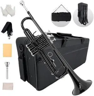 Bb Standard Trumpet Set for Beginners or students with Carrying Hard Case, 7C Mouthpiece, Cleaning Cloth and Gloves Bb Standard Trumpet Set for Beginners or students with Carrying Hard Case, 7C Mouthpiece, Cleaning Cloth and Gloves