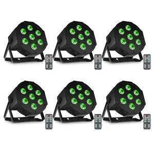 Par Can Lights LED 7x18W RGBWAP 6in1 Wash Stage Lights 6 Pack | Remote and DMX512 Control Uplights, Sound Activated, Auto Run Flat, for Christmas Wedding Party Disco Par Can Lights LED 7x18W RGBWAP 6in1 Wash Stage Lights 6 Pack | Remote and DMX512 Control Uplights, Sound Activated, Auto Run Flat, for Christmas Wedding Party Disco