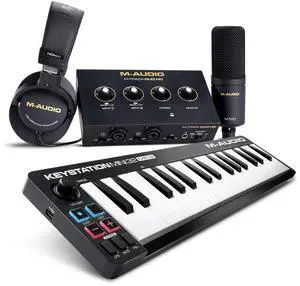 Keystation Mini 32 MK3 MIDI Controller Bundle with M-Track Duo HD Audio Interface Pack for Studio Recording, Music Production, Podcasting, Streaming Keystation Mini 32 MK3 MIDI Controller Bundle with M-Track Duo HD Audio Interface Pack for Studio Recording, Music Production, Podcasting, Streaming