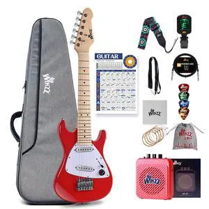 30 Inch Kids Electric Guitar Beginner Kit, Junior 1/4 Size Mini Electric Guitar for Children Complete Stater Set with Amp, Gloosy Red Colour 30 Inch Kids Electric Guitar Beginner Kit, Junior 1/4 Size Mini Electric Guitar for Children Complete Stater Set with Amp, Gloosy Red Colour