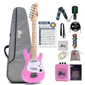 30 Inch Kids Electric Guitar Beginner Kit, Junior 1/4 Size Mini Electric Guitar for Children Complete Stater Set with Amp, Gloosy Pink Colour 30 Inch Kids Electric Guitar Beginner Kit, Junior 1/4 Size Mini Electric Guitar for Children Complete Stater Set with Amp, Gloosy Pink Colour