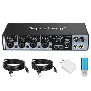 USB Audio Interface with ASIO Drivers, 24Bit 192Khz, Phantom Power +48v, Low Latency for Home Studio Recording, PC/MAC Compatible (4 CHANNEL) USB Audio Interface with ASIO Drivers, 24Bit 192Khz, Phantom Power +48v, Low Latency for Home Studio Recording, PC/MAC Compatible (4 CHANNEL)