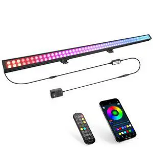 LED Stage Wash Light Bar: 60W Dual-Row LED with 108 LEDs - Remote & App Control - Sound Activated Music Sync - Aluminium Construction for Events DJ Parties Venues Home Decor Band Performances LED Stage Wash Light Bar: 60W Dual-Row LED with 108 LEDs - Remote & App Control - Sound Activated Music Sync - Aluminium Construction for Events DJ Parties Venues Home Decor Band Performances