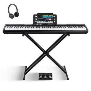 88 Keys Weighted Keyboard Piano with X-Style Stand & Sustain Pedal, Hammer-Action Digital Piano, Full-size Electric Piano Keyboard Supports USB-MIDI/Wireless Connect, SDP-120&SKT-01 88 Keys Weighted Keyboard Piano with X-Style Stand & Sustain Pedal, Hammer-Action Digital Piano, Full-size Electric Piano Keyboard Supports USB-MIDI/Wireless Connect, SDP-120&SKT-01