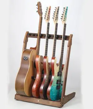 Multiple Wood Guitar Stand,3-5 Guitar Rack, 15mm Thick Wood | Holds 3 acoustic or 5 electric/bass guitars, Protective soft foam padding, Scratch-free neck support, Anti-tip weighted base Multiple Wood Guitar Stand,3-5 Guitar Rack, 15mm Thick Wood | Holds 3 acoustic or 5 electric/bass guitars, Protective soft foam padding, Scratch-free neck support, Anti-tip weighted base