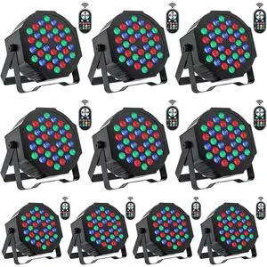 Stage Lights 10 Packs 36LED RGB LED Par Lights, 7 Channel DJ Party Lights with Remote Control & DMX Controller Sound Activated Uplights for Events Birthday Bar Dance Decoration Stage Lights 10 Packs 36LED RGB LED Par Lights, 7 Channel DJ Party Lights with Remote Control & DMX Controller Sound Activated Uplights for Events Birthday Bar Dance Decoration