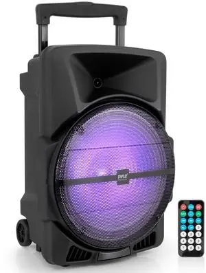 Wireless Portable PA Speaker System -1200W High Powered Bluetooth Compatible Indoor and Outdoor DJ Sound Stereo Loudspeaker w/USB SD MP3 AUX 3.5mm Input, Flashing Party Light & FM Radio -PPHP1544B Wireless Portable PA Speaker System -1200W High Powered Bluetooth Compatible Indoor and Outdoor DJ Sound Stereo Loudspeaker w/USB SD MP3 AUX 3.5mm Input, Flashing Party Light & FM Radio -PPHP1544B