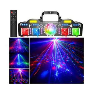 7 in 1 Dj Disco Ball Party Lights with DMX512 and Sound Activated LED Strobe Stage Lighting Show for Parties Indoor Dance Dj Party Karaoke Bars Clubs Christmas Halloween Decorations 7 in 1 Dj Disco Ball Party Lights with DMX512 and Sound Activated LED Strobe Stage Lighting Show for Parties Indoor Dance Dj Party Karaoke Bars Clubs Christmas Halloween Decorations