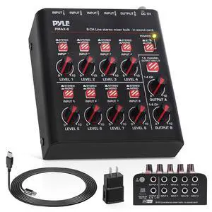 8-Channel Bluetooth Mini Line Mixer with USB Audio Interface - 8 Mono/Stereo Switching Inputs | Ultra-low Noise Design with High Headroom | Built-in USB-C Sound Card - PMAX8 8-Channel Bluetooth Mini Line Mixer with USB Audio Interface - 8 Mono/Stereo Switching Inputs | Ultra-low Noise Design with High Headroom | Built-in USB-C Sound Card - PMAX8