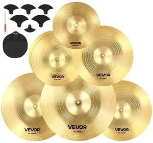 Cymbal Pack, 7 Pieces Cymbals for Drum Set, Alloy Cymbals Drum Set Includes 14" Hi-Hats, 16" Crash, 18" Crash, 20" Ride, 10" Splash, 16" China, Drumsticks & Cymbal Bag Cymbal Pack, 7 Pieces Cymbals for Drum Set, Alloy Cymbals Drum Set Includes 14" Hi-Hats, 16" Crash, 18" Crash, 20" Ride, 10" Splash, 16" China, Drumsticks & Cymbal Bag