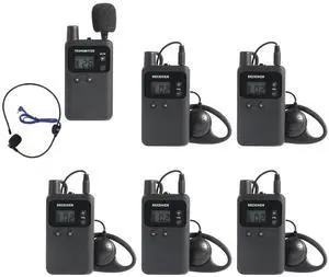 Wireless Tour Guide System, Tour Guide Microphone, Tour Guide Headsets 1 Transmitter 5 Receivers Assisted Listening Simultaneous Interpretation Translation System for Church Factory School Court Wireless Tour Guide System, Tour Guide Microphone, Tour Guide Headsets 1 Transmitter 5 Receivers Assisted Listening Simultaneous Interpretation Translation System for Church Factory School Court