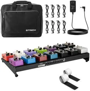 Pedal Board with Built-in Power Supply, Guitar Pedalboard 22" x 11" Lightweight 3.31lb Aluminum Alloy with Pedal Cables, Bag, Hook Loop Strips STANDARD 22 Pedal Board with Built-in Power Supply, Guitar Pedalboard 22" x 11" Lightweight 3.31lb Aluminum Alloy with Pedal Cables, Bag, Hook Loop Strips STANDARD 22