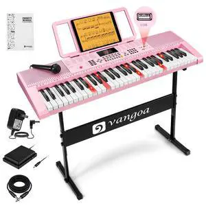 Pink Piano Keyboard 61 Key, Electric Keyboard Kit Portable Music Keyboard for Kids Students with Microphone, 600 Tones, 400 Rhythms, 50 Demos, Gift for Beginners Pink Piano Keyboard 61 Key, Electric Keyboard Kit Portable Music Keyboard for Kids Students with Microphone, 600 Tones, 400 Rhythms, 50 Demos, Gift for Beginners