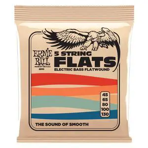 5-String Flatwound Bass Guitar Strings, 45-130 Gauge (P02810) 5-String Flatwound Bass Guitar Strings, 45-130 Gauge (P02810)