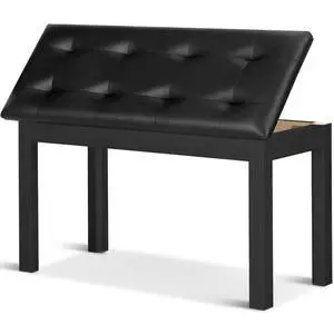 Duet Piano Bench with Storage - Wooden Solid Wood Piano Bench, Tufted Padded Keyboard Bench, Piano Stool & Piano Chair Seat Vanity Stool, Duet Double Piano Seat (Black) Duet Piano Bench with Storage - Wooden Solid Wood Piano Bench, Tufted Padded Keyboard Bench, Piano Stool & Piano Chair Seat Vanity Stool, Duet Double Piano Seat (Black)