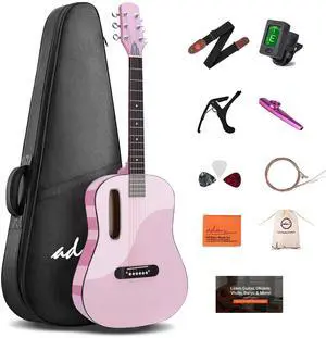 Acoustic Guitar Kits for Beginners Adults - 38" Steel-String Guitars Bundle with Online Lesson Wooden Bowl Guitarra Starter Set Package with Bag, Strap, Picks, Capos, Kazoo, Pink Acoustic Guitar Kits for Beginners Adults - 38" Steel-String Guitars Bundle with Online Lesson Wooden Bowl Guitarra Starter Set Package with Bag, Strap, Picks, Capos, Kazoo, Pink