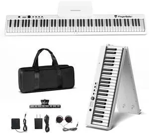 Portable Piano Keyboard, Semi-Weighted Folding Digital Piano 88 Key, Full Size, Wood Grain, Electric Piano Keyboard w/MIDI Bluetooth, Suitable for Adult, Toddler Portable Piano Keyboard, Semi-Weighted Folding Digital Piano 88 Key, Full Size, Wood Grain, Electric Piano Keyboard w/MIDI Bluetooth, Suitable for Adult, Toddler