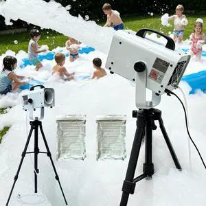 600W Foam Machine with Tripod Stand, Portable Party Foam Cannon Maker, Blue, Includes 2 Packs Foam Powder for Pool, Backyard, Outdoor Events, Birthdays, Summer Camp (White) 600W Foam Machine with Tripod Stand, Portable Party Foam Cannon Maker, Blue, Includes 2 Packs Foam Powder for Pool, Backyard, Outdoor Events, Birthdays, Summer Camp (White)
