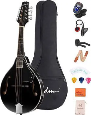 Acoustic Mandolin Instrument Kit Music A Style for Kids Students Adults Wood Mandolins Beginner Set With Bag, Tuner, Pick-up, Strap, Strings, Picks and Hanger, Drak Black Acoustic Mandolin Instrument Kit Music A Style for Kids Students Adults Wood Mandolins Beginner Set With Bag, Tuner, Pick-up, Strap, Strings, Picks and Hanger, Drak Black