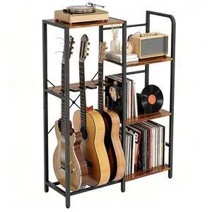 Guitar Rack with Record Player Stand 48" H, 3 Tier Guitar Stand Shelf for Amp Player and Vinyl Record Storage, Multiple Guitar Holder for 3 Guitars Home Music Studio Guitar Rack with Record Player Stand 48" H, 3 Tier Guitar Stand Shelf for Amp Player and Vinyl Record Storage, Multiple Guitar Holder for 3 Guitars Home Music Studio
