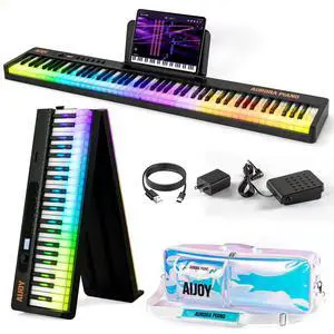 88 Keys Folding Keyboard Piano with Colorful Light Up Piano keyboard | Full Size Semi-Weighted Keyboard Electric Piano with USB-MIDI, Speakers, Sustain Pedal for Beginners, Travel and Small Spaces 88 Keys Folding Keyboard Piano with Colorful Light Up Piano keyboard | Full Size Semi-Weighted Keyboard Electric Piano with USB-MIDI, Speakers, Sustain Pedal for Beginners, Travel and Small Spaces