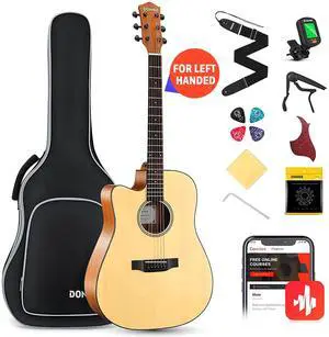 Left Handed Acoustic Guitar Kit for Beginner Adult Full Size Cutaway Lefty Acustica Guitarra Bundle Set with Bag Strap Tuner Capo Pickguard String, 41 Inch, DAG-1CL Left Handed Acoustic Guitar Kit for Beginner Adult Full Size Cutaway Lefty Acustica Guitarra Bundle Set with Bag Strap Tuner Capo Pickguard String, 41 Inch, DAG-1CL
