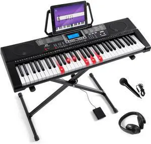 Piano Keyboard, 61 Key Learning Keyboard Piano with Lighted Up Keys | MEKS-500 with Stand, Pedal, Headphones/Microphone, USB/Midi,Joystick, Built-in Speakers,Electric Piano Keyboard for Beginners Piano Keyboard, 61 Key Learning Keyboard Piano with Lighted Up Keys | MEKS-500 with Stand, Pedal, Headphones/Microphone, USB/Midi,Joystick, Built-in Speakers,Electric Piano Keyboard for Beginners