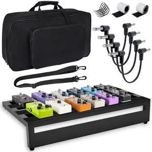 Guitar Pedal Board Aluminum Alloy pedalboards 19.7x11.4x3.93" | Black Effects PedalBoard with 4 Pcs 6 Inch Guitar Pedal Cable, Carrying Bag, Adhesive Hookside Tape Guitar Pedal Board Aluminum Alloy pedalboards 19.7x11.4x3.93" | Black Effects PedalBoard with 4 Pcs 6 Inch Guitar Pedal Cable, Carrying Bag, Adhesive Hookside Tape