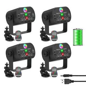 4-Pack Party Lights DJ Disco Light, RGB LED Strobe Light, Battery Powered Sound Activated Projector with Remote Control for Christmas Halloween Decorations Birthday Stage Show Dance Wedding 4-Pack Party Lights DJ Disco Light, RGB LED Strobe Light, Battery Powered Sound Activated Projector with Remote Control for Christmas Halloween Decorations Birthday Stage Show Dance Wedding
