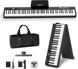 Portable Piano Keyboard, Semi-Weighted Folding Digital Piano 88 Key, Full Size, Wood Grain, Electric Piano Keyboard w/MIDI Bluetooth, Suitable for Adult, Toddler Portable Piano Keyboard, Semi-Weighted Folding Digital Piano 88 Key, Full Size, Wood Grain, Electric Piano Keyboard w/MIDI Bluetooth, Suitable for Adult, Toddler