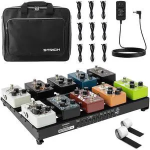 Pedal Board with Built-in Power Supply, Guitar Pedalboard 15" x 11" 2.17LB Lightweight Aluminum Alloy with Pedal Cables, Bag, Hook Loop Strips STANDARD 15 Pedal Board with Built-in Power Supply, Guitar Pedalboard 15" x 11" 2.17LB Lightweight Aluminum Alloy with Pedal Cables, Bag, Hook Loop Strips STANDARD 15