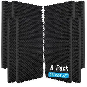 8 Pack Acoustic Panels, 48x24x2 Egg Crate Soundproof Foam Wall Panels High Density Studio Foam for Echo Absorption Home Office (Black 8 Pack, 48x24x2) 8 Pack Acoustic Panels, 48x24x2 Egg Crate Soundproof Foam Wall Panels High Density Studio Foam for Echo Absorption Home Office (Black 8 Pack, 48x24x2)