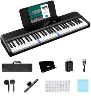 Smart Piano 61 Key Keyboard for Beginners | Learning Keyboard Piano with 128 Tones, 128 Rhythms, Touch-Sensitive Lighted Keys Built-in Speakers and Music Lessons Smart Piano 61 Key Keyboard for Beginners | Learning Keyboard Piano with 128 Tones, 128 Rhythms, Touch-Sensitive Lighted Keys Built-in Speakers and Music Lessons