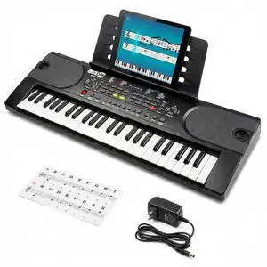 RJ549 49 Key Keyboard Piano for Beginners with Note Stickers | Beginner electric keyboard with power supply, sheet music stand, note stickers and Simply Piano lessons for kids RJ549 49 Key Keyboard Piano for Beginners with Note Stickers | Beginner electric keyboard with power supply, sheet music stand, note stickers and Simply Piano lessons for kids
